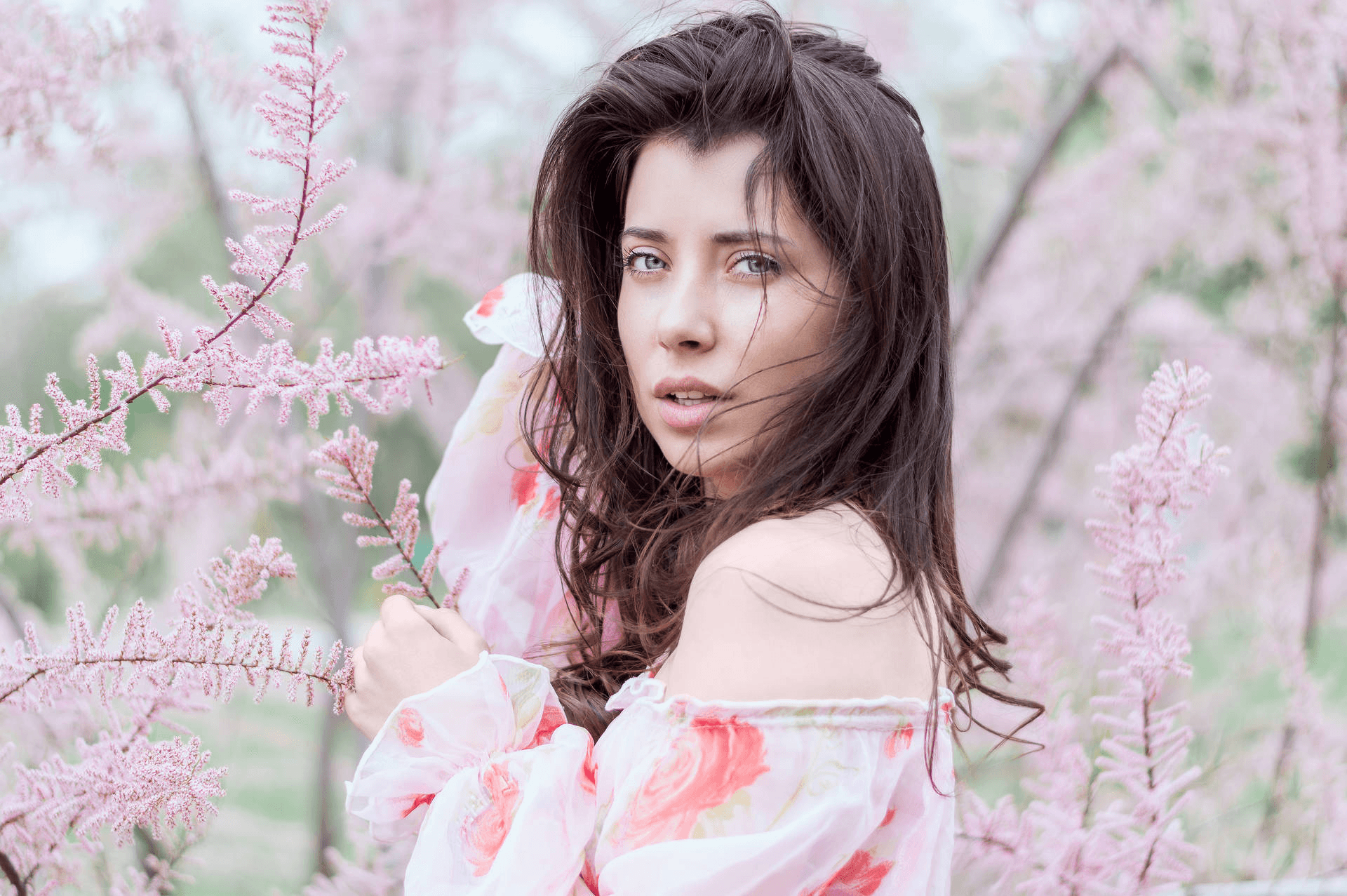 Woman with flowers